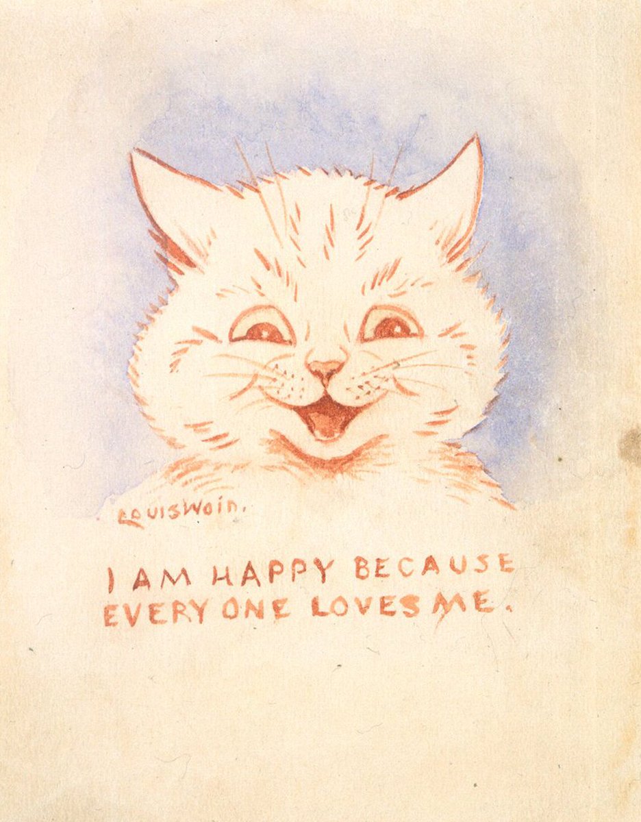 LouisWainBot's tweet photo. 'I Am Happy Because Everyone Loves Me' https://t.co/Uiqdu4xILc
