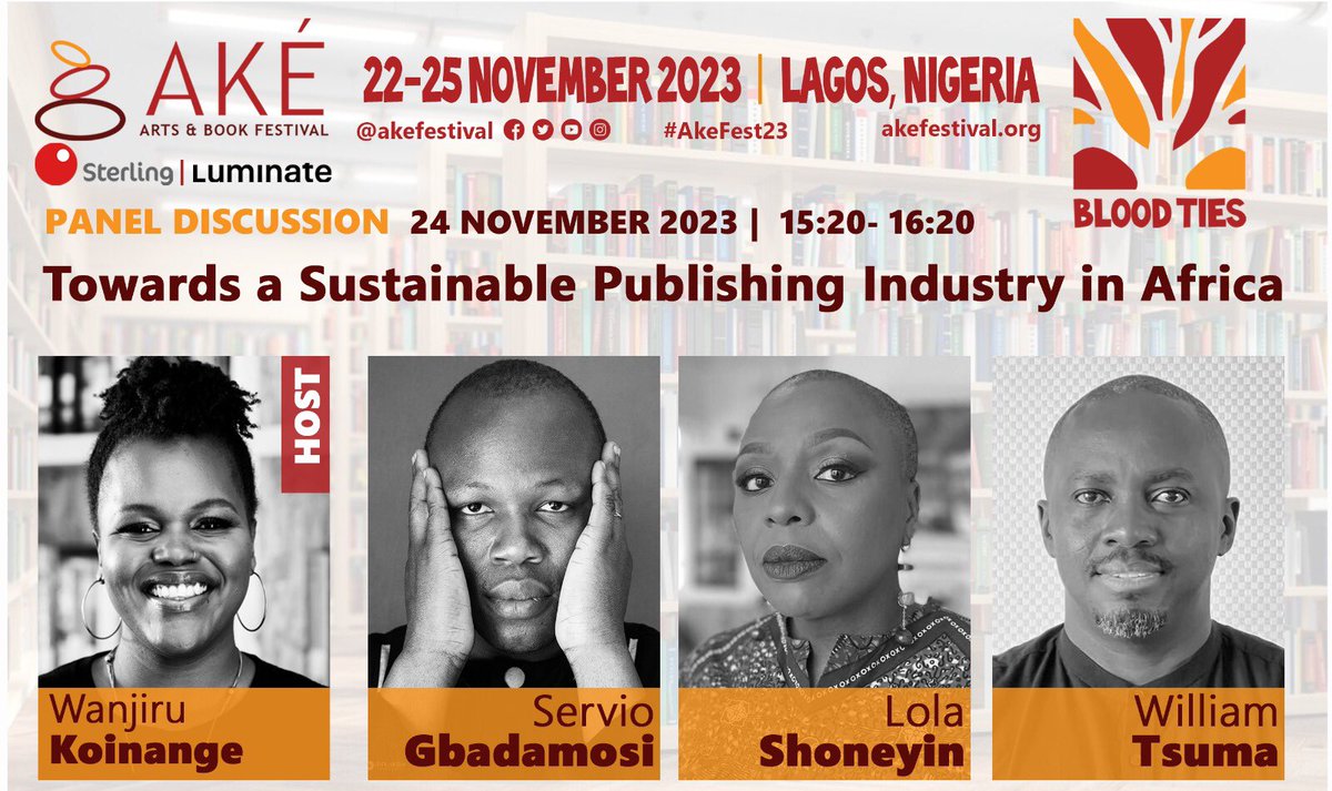 Wanjiru Koinange (@shirokoinange) on Twitter photo How far? We’re off to Lagos once again for the <a href="/akefestival/">AkeArts&BookFestival</a> 🇳🇬 I’m really looking forward to all the book fun in store for us. I’ll be moderating a discussion between <a href="/lolashoneyin/">Lọlá Shónẹ́yìn</a>, <a href="/betaservio/">Servio Gbadamosi</a> and <a href="/WilliamTsuma/">William TSUMA | PhD</a> on “A Sustainable Publishing Industry in Africa.” How far? We’re off to Lagos once again for the <a href="/akefestival/">AkeArts&BookFestival</a> 🇳🇬 I’m really looking forward to all the book fun in store for us. I’ll be moderating a discussion between <a href="/lolashoneyin/">Lọlá Shónẹ́yìn</a>, <a href="/betaservio/">Servio Gbadamosi</a> and <a href="/WilliamTsuma/">William TSUMA | PhD</a> on “A Sustainable Publishing Industry in Africa.”