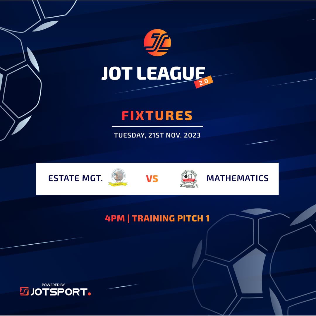 The reigning champions will clash with a league newcomer in the season's opening match.
#JOTLeague2.0 
#EstateManagement
#Mathematics 
#Enviromental #Science #KickScoreEnjoy
#ESMMTH