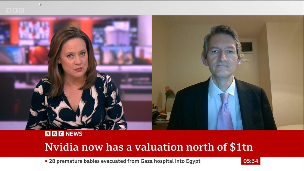 Josep_Bori's tweet photo. We have discussed Nvidia ahead of Q3 results and OpenAI at BBC World News / World Business Report
@BBCWorld @BBCBusiness @BBCNews today. (iPlayer: https://t.co/yhWWp8az01)
Thank you very much @SallyBundockBBC & @BBCWorld team for having us!
@Themes_GD #semis #cloud #AI #china https://t.co/3xVdBtTe3W