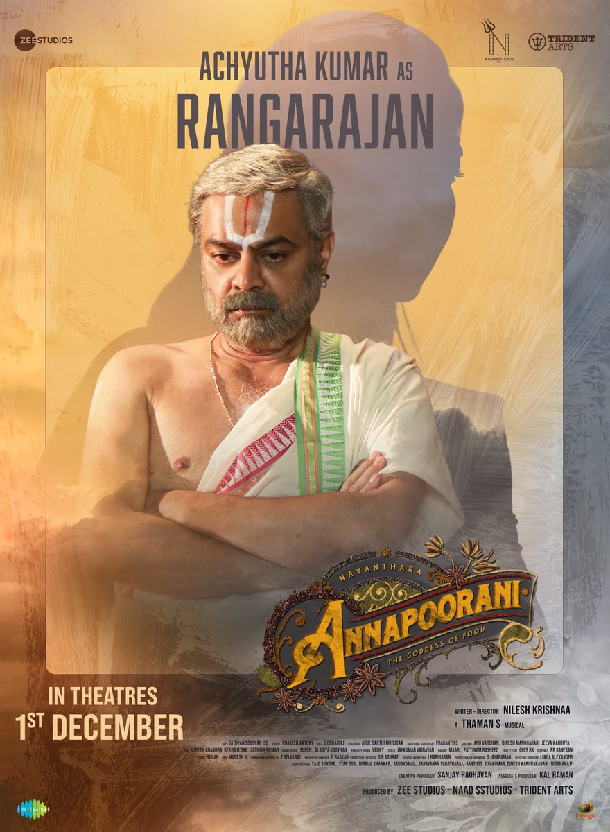 AnuNayanFan's tweet image. Introducing #achyuthakumar as #rangarajan from #annapoorani
#Nayanthara 
@Nilesh_Krishnaa
@zeestudiossouth @tridentartsoffl @NaadSstudios #Ravindran
