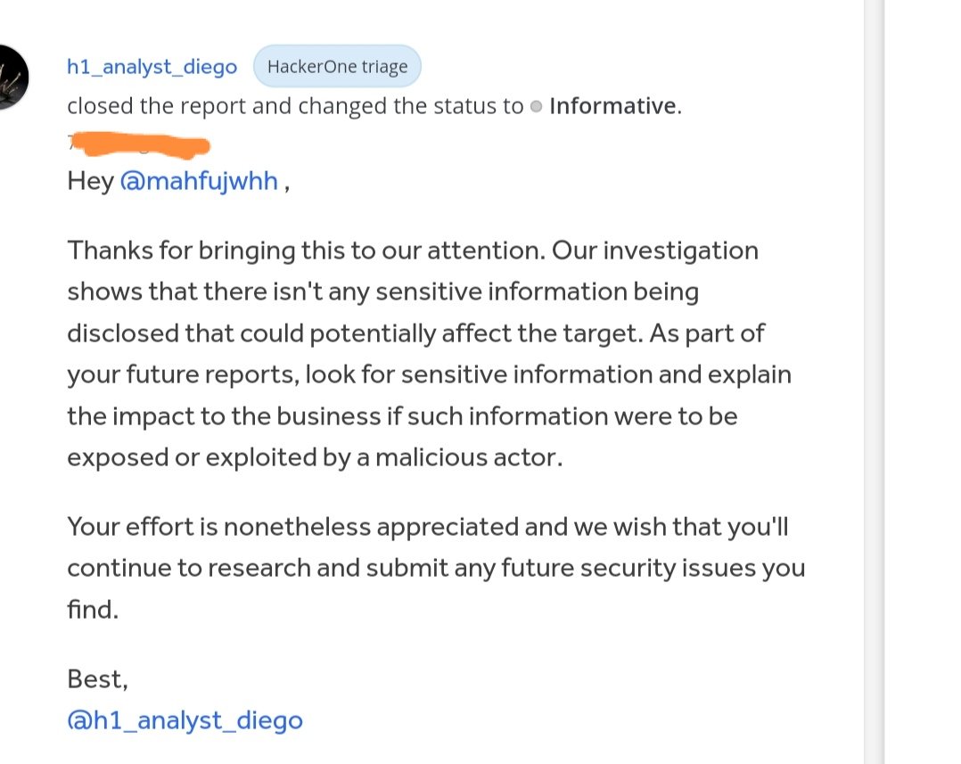 mahfujwhh's tweet photo. [CVE-2021-28164] Exposure of Sensitive Information to an Unauthorized Actor -- closed as informative. @Hacker0x01

Attacker can read sensitive information. 
#bugbountytips 
#BugBounty 
#bugbountyhelp https://t.co/lWaLVacFz5