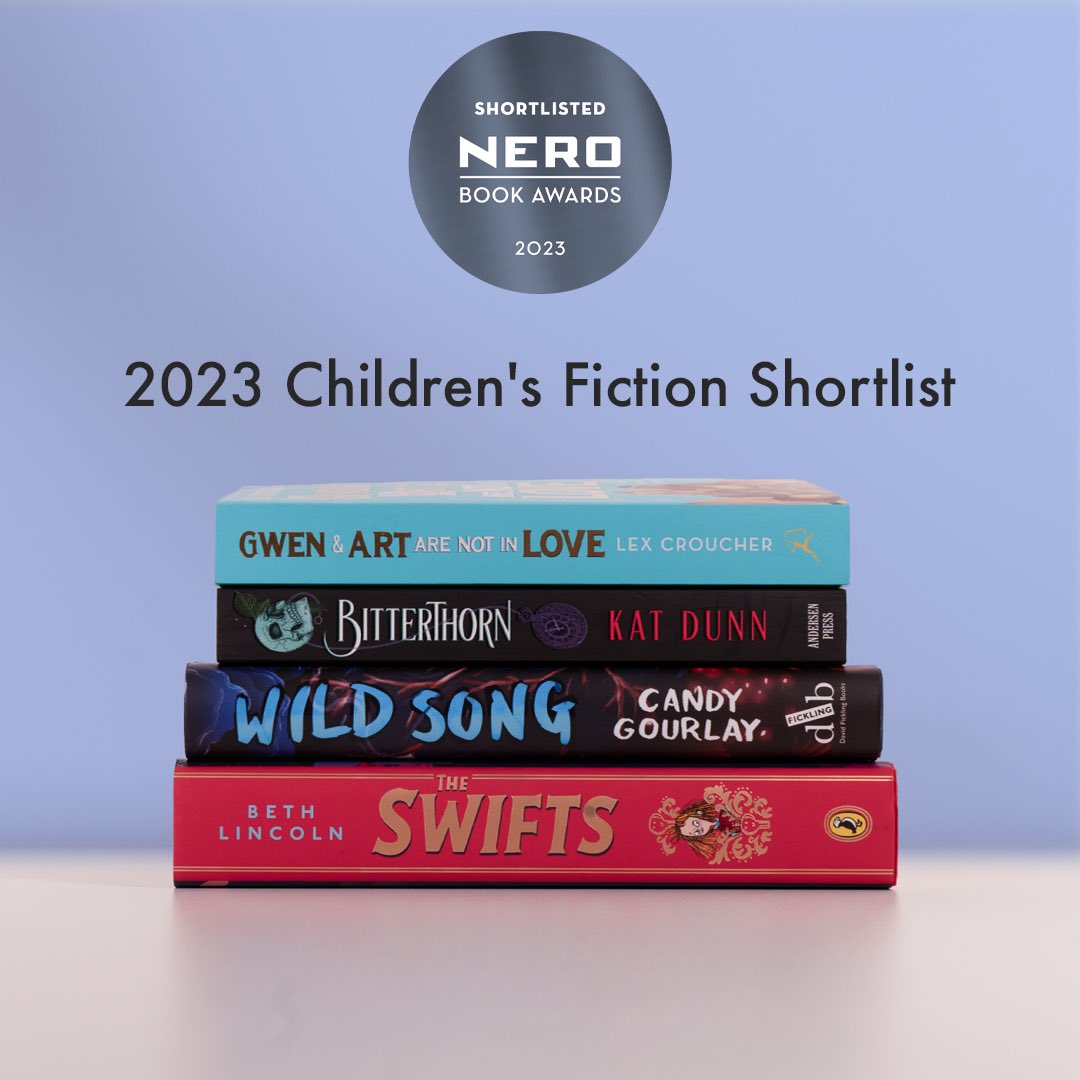 nerobookawards's tweet photo. Introducing, the Children's Fiction shortlist 🤩

💙 Gwen &amp; Art are not in Love by @lexcroucher
💙 Bitterthorn by @KatAliceDunn
💙 Wild Song by @candygourlay
💙 The Swifts by @bethatintervals, illustrated by @misspowellpeeps

Stay tuned for more... 🧵 https://t.co/b7w1nRkHQe