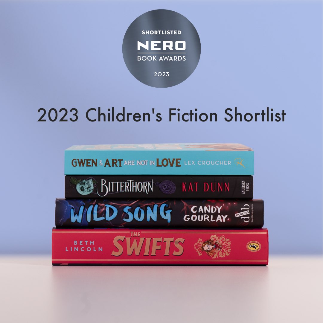 Introducing, the Children's Fiction shortlist 🤩 💙 Gwen & Art are not in Love by @lexcroucher 💙 Bitterthorn by @KatAliceDunn 💙 Wild Song by @candygourlay 💙 The Swifts by @bethatintervals, illustrated by @misspowellpeeps Stay tuned for more... 🧵