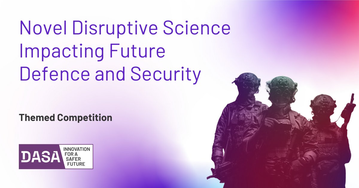 🗓️There are only two weeks left to submit your proposal for our Novel Disruptive Science Impacting Future Defence and Security Themed Competition! Submit your idea by midday (GMT) on Tuesday 5 December! 🔦Read more here: ow.ly/nNcg50Q9jOh