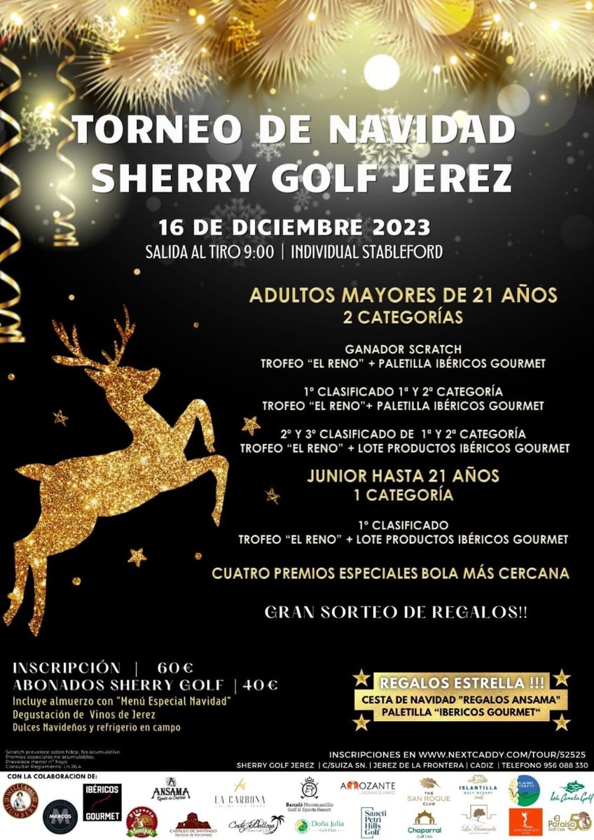 ansamagourmet's tweet photo. Un año más colaboramos con el TORNEO DE NAVIDAD @sherrygolf 🏌🏻

🗓️ Próximo 16 de diciembre.
El evento contará con 🎁 🌟 REGALOS ESTRELLA como una Cesta de Navidad de Ansama Regalos de Empresa🎁 🌟. 

🌐https://t.co/vKbz2eafG5

#AnsamaRegalosdeEmpresa #torneogolf #sherrygolfjerez https://t.co/45U1YclLeS