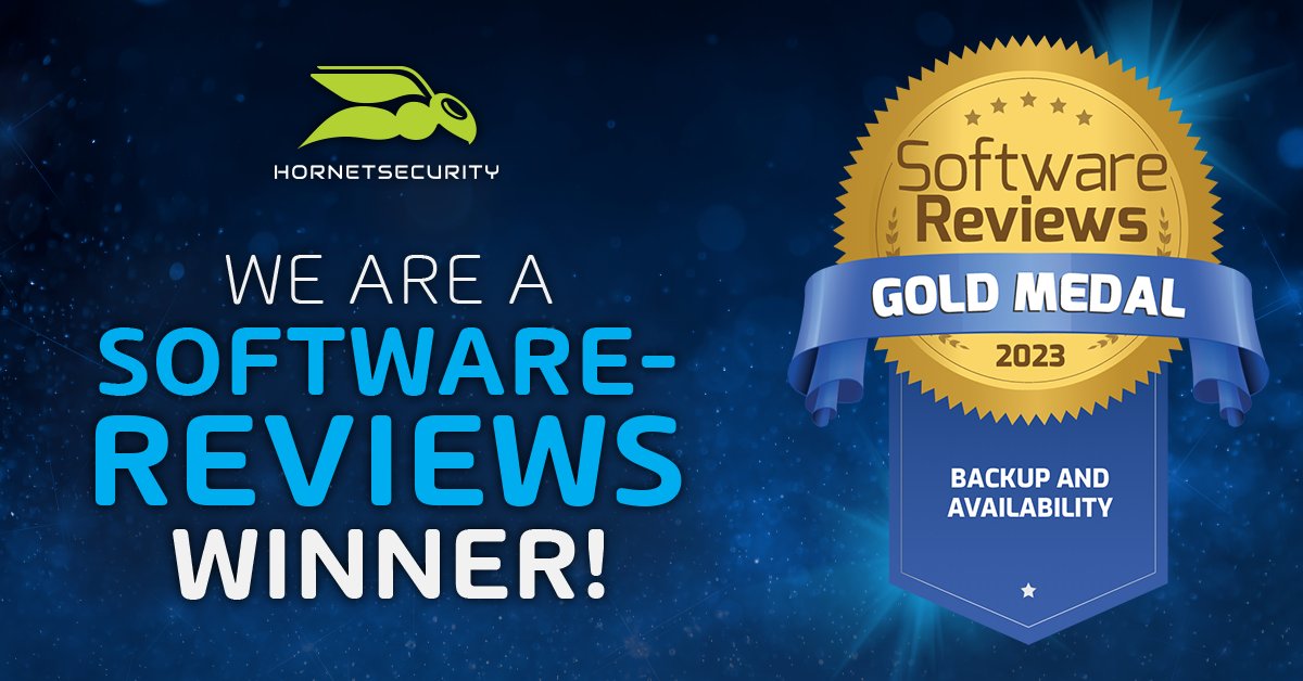 Hornetsecurity (@hornetsecurity) on Twitter photo Proud to be named a 2023 Gold Medal Winner in the Backup and Availabilty category!🤩
We are delighted to receive this award from <a href="/SW_Reviews/">SoftwareReviews</a> and we greatly appreciate the validation from our customers! 🙌
👉 bit.ly/3SwRZo5
#Hornetsecurity #Awards2023 #Backup Proud to be named a 2023 Gold Medal Winner in the Backup and Availabilty category!🤩
We are delighted to receive this award from <a href="/SW_Reviews/">SoftwareReviews</a> and we greatly appreciate the validation from our customers! 🙌
👉 bit.ly/3SwRZo5
#Hornetsecurity #Awards2023 #Backup