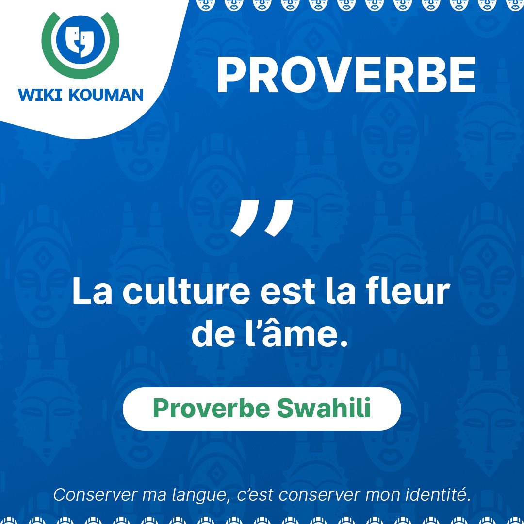 WikiKouman's tweet photo. Anisɔgɔman

Anice / Merci.

Conserver ma langue, c’est conserver mon identité.

#identité #patrimoine #culture #kouman #langue https://t.co/vUUB6QsVYN