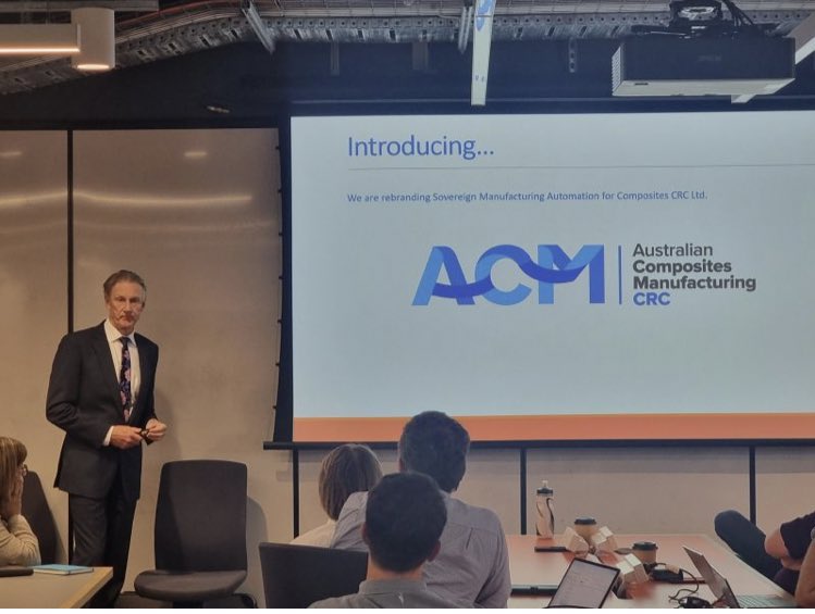 AnnaParadowska1's tweet photo. Introducing #ACMCRC! Previously known as #SOMACCRC! Dr S. Gower, CEO, officially launches the Australian Composites Manufacturing CRC @ Annual Partners Meeting in Brisbane @UQ_News. Great event & networking with our partners @NZHERA @ANSTO @Sydney_Uni @UNSW @uwanews @RMIT @Deakin https://t.co/1wmUq1EG2Y