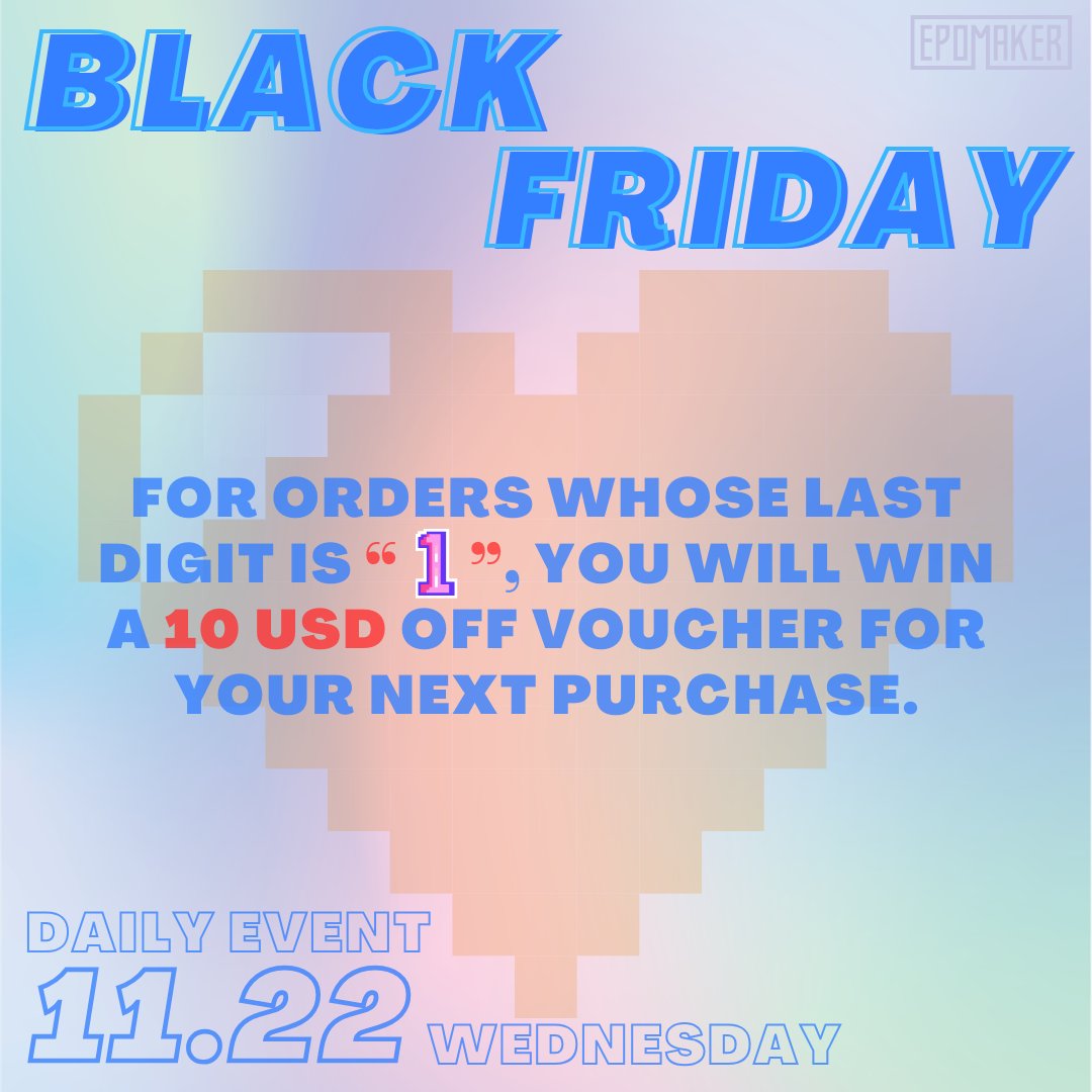 EpomakerK's tweet photo. 👉Nov.22nd
💖Order number Last Digit "1" Gets 10USD off
🛒https://t.co/M0Cu5MFh4q
(๑>3<) 💗
#epomaker #epomakerkeyboard #BlackFridayFun #keyboard #giveaways #mechanicalkeyboard #Amazon #blackfriday #keyboard #gamingkeyboard https://t.co/7qhIpqoRHx