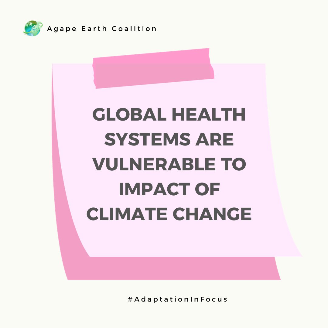 Climate change can exacerbate existing health challenges and introduce new ones. It can lead to the spread of infectious diseases, disrupt healthcare infrastructure through extreme weather events.
#COP28UAE
#AdaptationInFocus 
#OurPlanetOurClimateOurFight