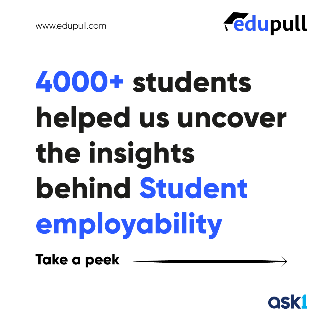 edupull_tweet's tweet photo. Delving into 4000+ student minds to unveil the future Our exclusive study on employability and college support drops soon on our website. Brace for impact - it's not just insights, it's a game-changer for institutions and students alike #edupull #colleges #employability #student https://t.co/jkadaC9Zl3