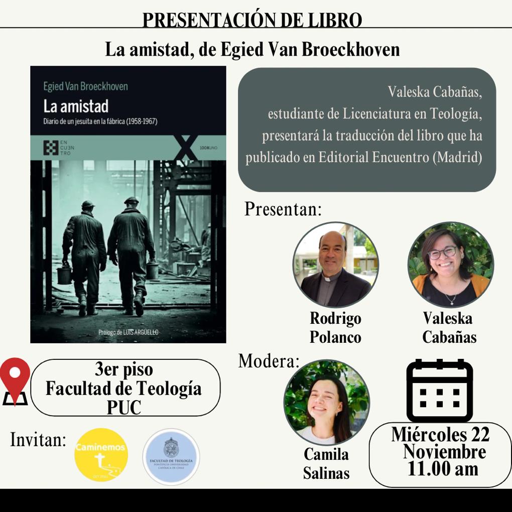 Estamos contentos por saber que mañana la @TeologiaUC de Chile hablará sobre el libro de 'La amistad' de Egied Von Broeckhoven 🙂