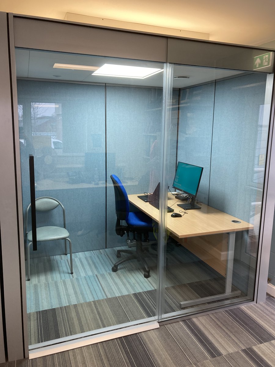 NottsHcProperty's tweet photo. PROJECT FINISHED! Office Re-design for CAMHS South Team. We have enhanced an open plan office space at Hopewood, to provide two bookable cell pods, quiet working area with bespoke acoustic desk dividers and a new breakout / supervision room @NottsHealthcare @TraceyintheUK https://t.co/0OxQsv770k