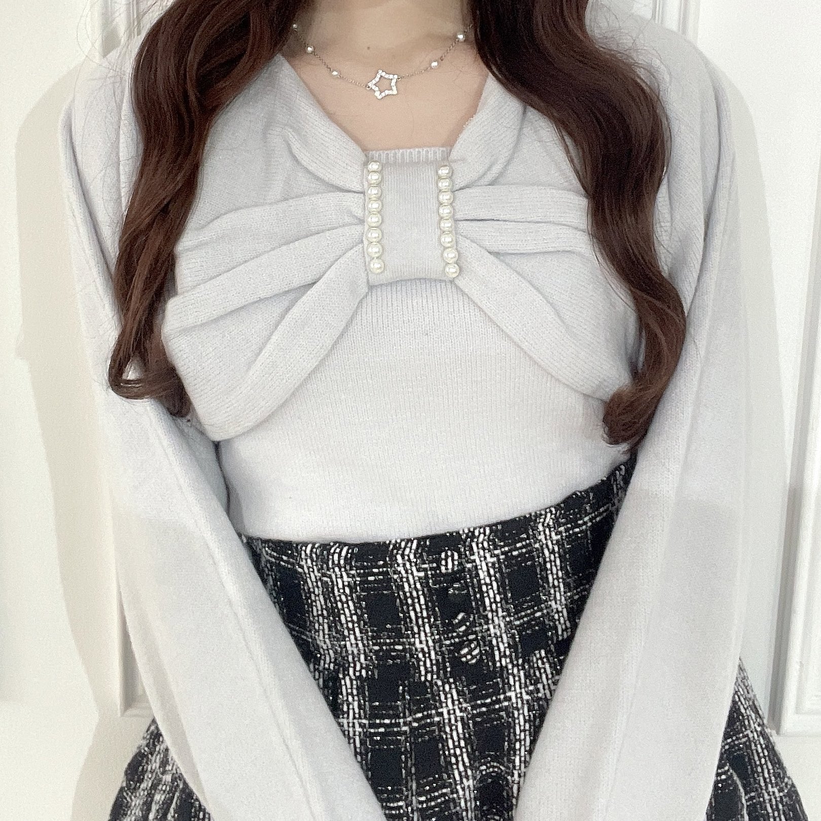 evelyn リボンパールニット evelyn - リボンパールニットの通販 by たいが｜エブリンならラクマ