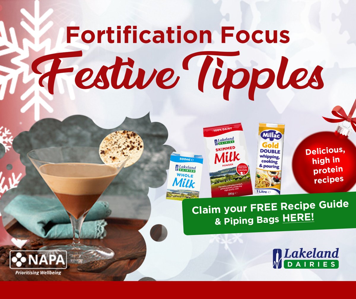 Celebrate the festive season with Lakeland Dairies! We have used our dairy expertise to create this inspiring #FestiveTipples Recipe Guide for care homes that will delight residents. 
Claim your FREE Recipe Guide &amp; Millac piping bags here: bit.ly/49yAbyT
@NAPAlivinglife