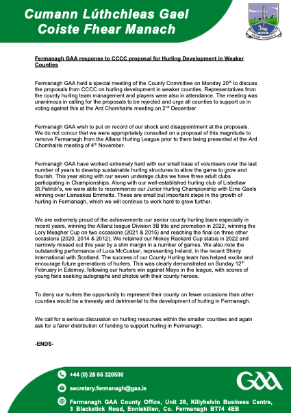 See our website for statement in full: fermanagh.gaa.ie/fermanagh-gaa-…