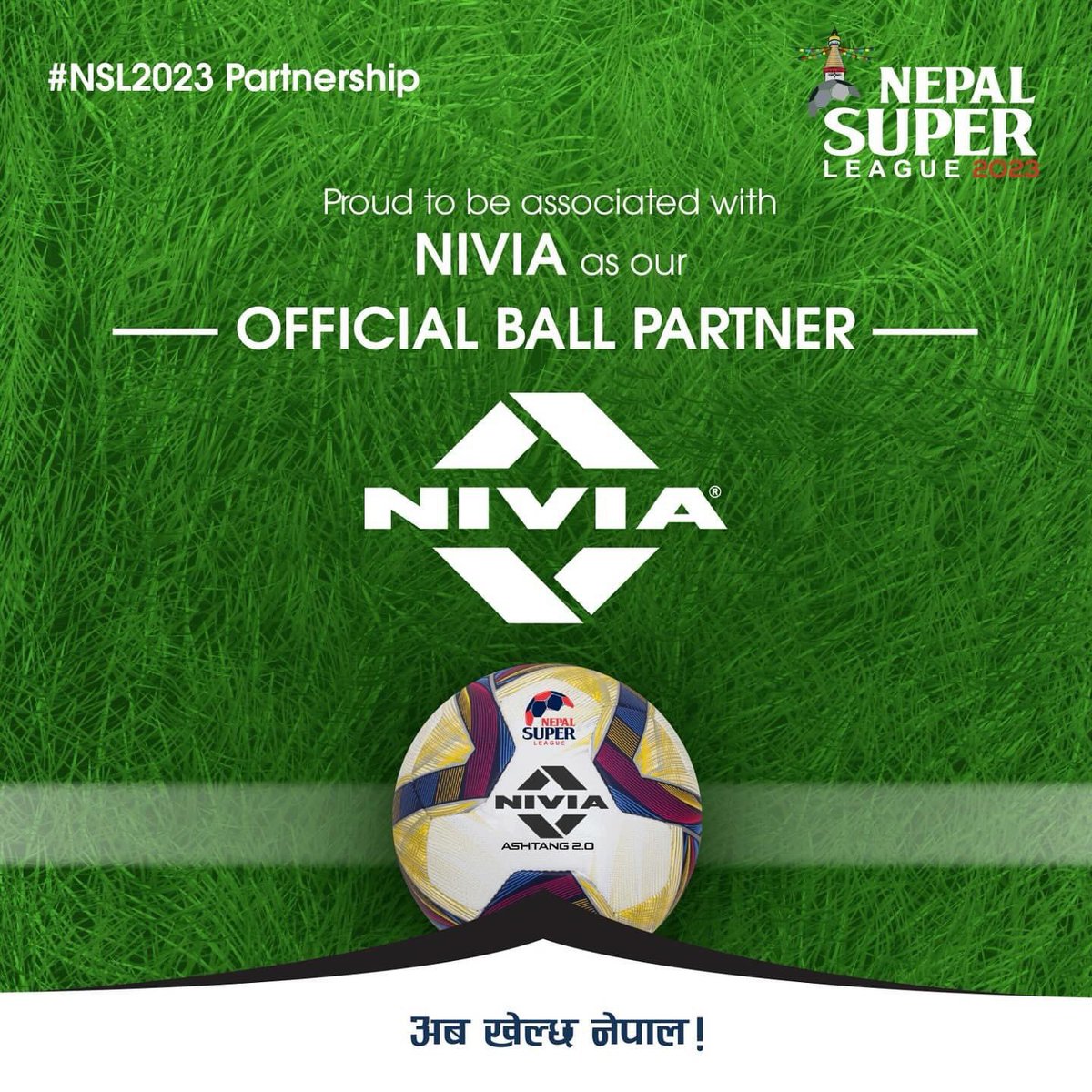 NSL is excited to renew our partnership with Nivia as the Official Ball Partner for Season 2 of the Nepal Super League. Expect even more thrilling moments and top-notch performance on the field this season. 
#nepalsuperleague #NSL2023 #NSLSeason2 #abakhelchanepal