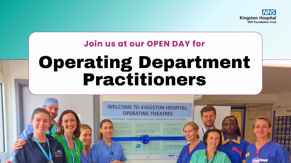 OPEN DAY for Operating Department Practitioners (ODPs) and Anesthetic Nurses @KingstonHospNHS ✨

Date: Thursday 30 November 
Time: 2pm-3pm

The last day to register your attendance is Friday 24 November. 

Sign up:  jobs.nhs.uk/candidate/joba…