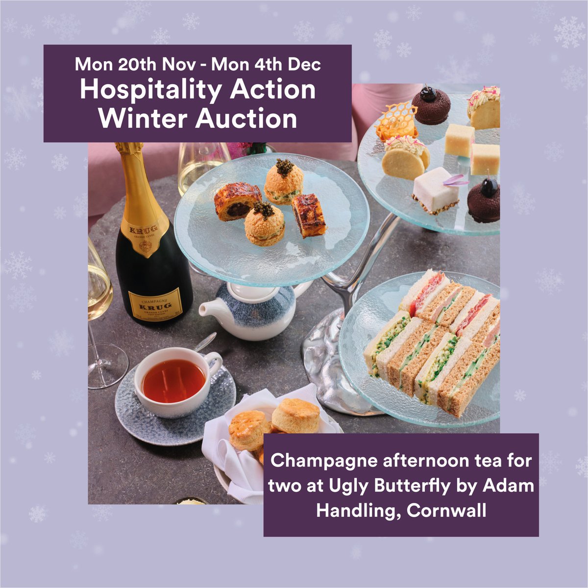 HospAction's tweet photo. Our spectacular Winter Auction is live! Place your bids on Champagne afternoon tea for two at Ugly Butterfly by @AHRestaurants and OVER 50 other top-notch lots at: https://t.co/vdmkk9lfKe https://t.co/zwnNv4dvzk