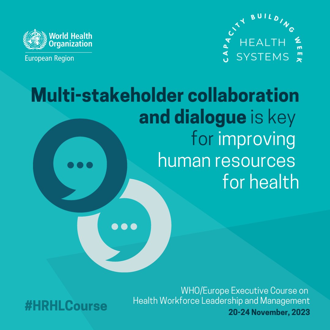 WHO_Europe's tweet photo. No. 3⃣ It is important to involve all relevant stakeholders when talking about human resources for health (HRH)

#HRHLCourse #HCW #humanresources #BuildCapacity4Health https://t.co/ZXtEWMcBug