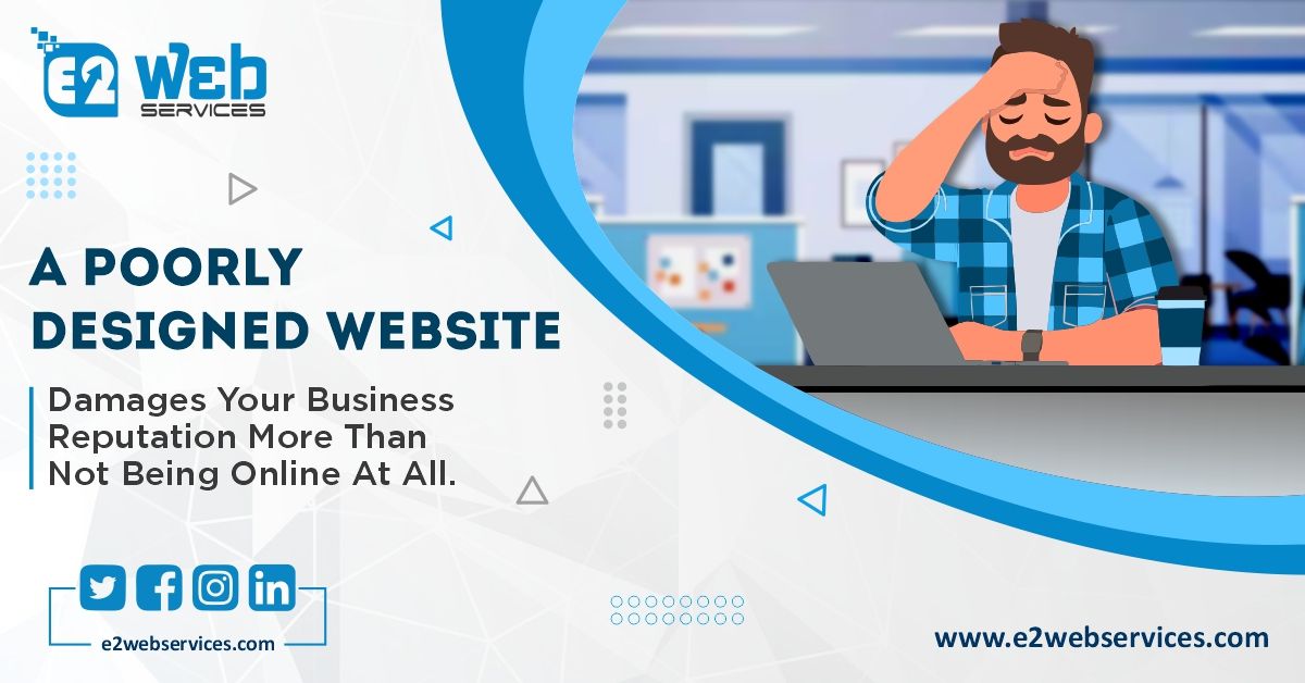 A poorly designed website can give users a negative first impression.

Investing in a well-designed website is crucial for a positive online presence and business success. 

If you have any further queries feel free to ask.

Reach us at:🌐e2webservices.com

#websitedesign
