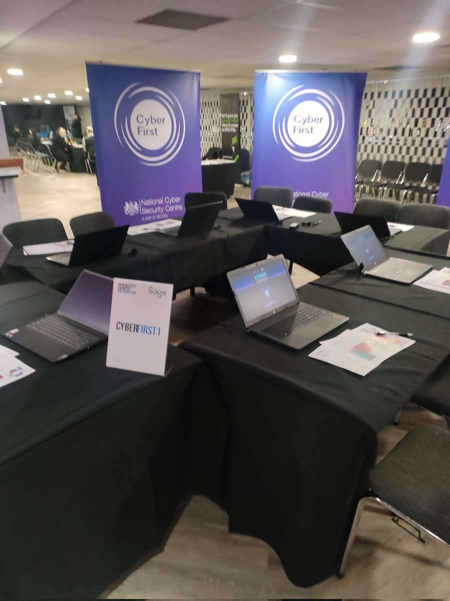 CraftyComputing's tweet image. All set up and ready to go for #EmPowerCyber at @NU_Foundation with our @CyberFirstNE and #cyberexplorers stand Just waiting for the Year 8 girls now @sageuk