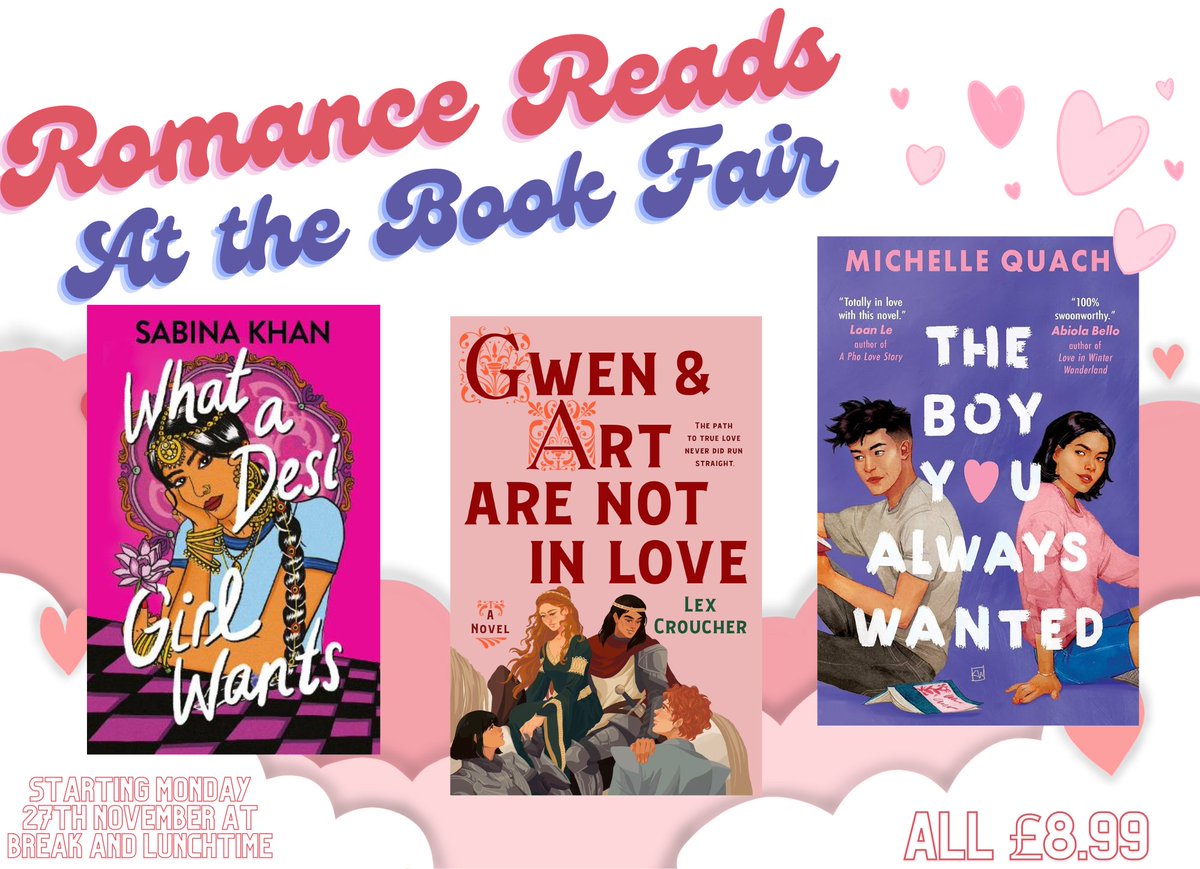 TMBSLibrary's tweet photo. If weird isn't quite your thing, how about something a little more light hearted? All will be available at the TMBS Scholastic Book Fair starting Monday 27th November in the Library 🩷💕 https://t.co/RbosoHil5j