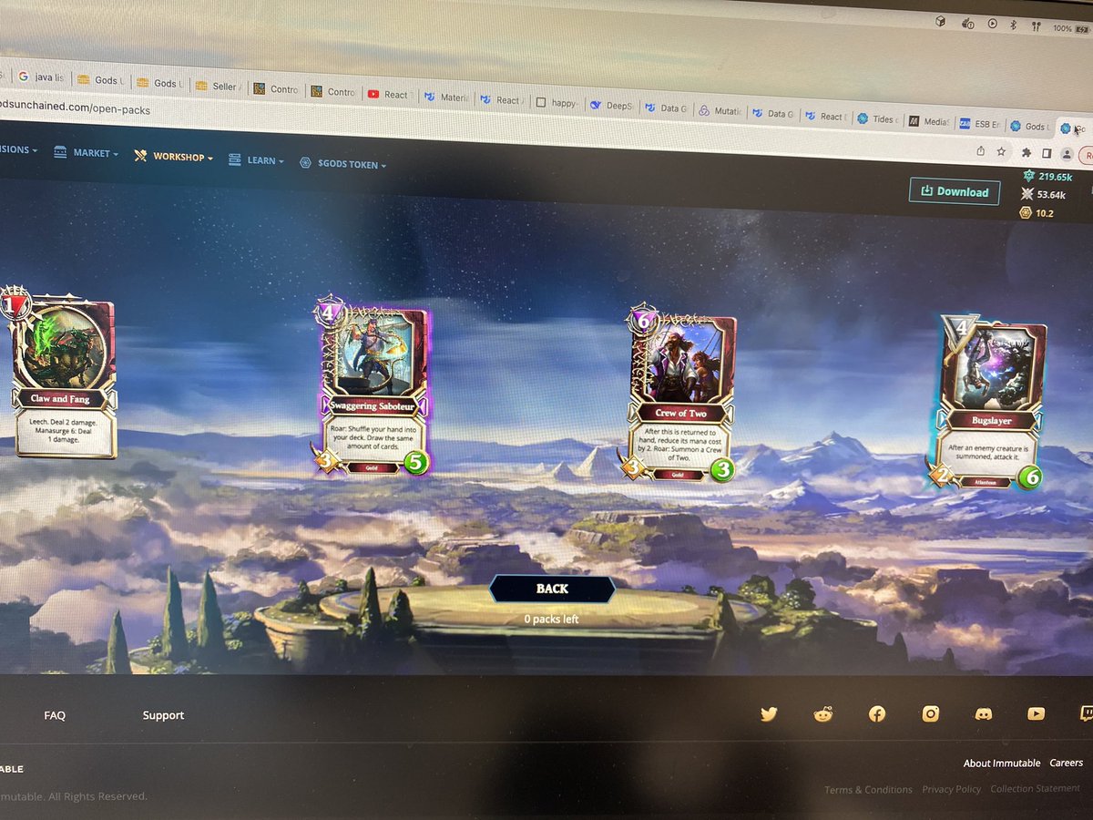 thetomre's tweet photo. @Mepo2OOO @GodsUnchained I just bought 3 packs. Here are the drops. All of them are worse that each of yours… https://t.co/xlLXQlx6Tl