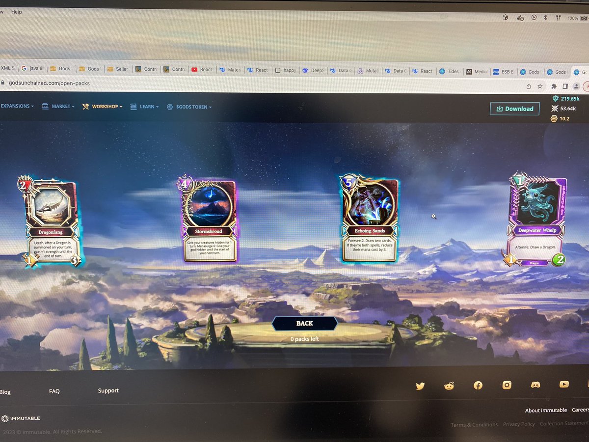 thetomre's tweet photo. @Mepo2OOO @GodsUnchained I just bought 3 packs. Here are the drops. All of them are worse that each of yours… https://t.co/xlLXQlx6Tl