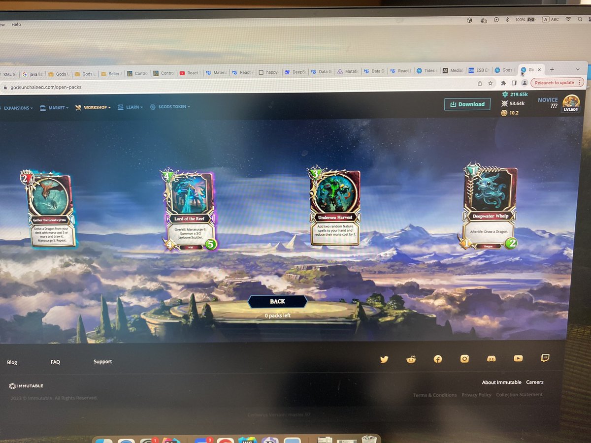 thetomre's tweet photo. @Mepo2OOO @GodsUnchained I just bought 3 packs. Here are the drops. All of them are worse that each of yours… https://t.co/xlLXQlx6Tl