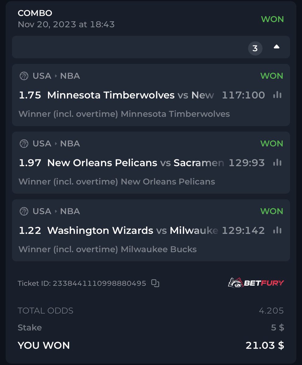 Brian_0x's tweet photo. For all you #NBA lovers, and #sports bettors, here is the established #casino where the odds are higher than the competition.

I made this combo bet on @betfury_gaming and won 👑💸

Sign up through this link to get $200 bonus ⤵️
https://t.co/jZdCpAf3yL https://t.co/brC8z7ubaj