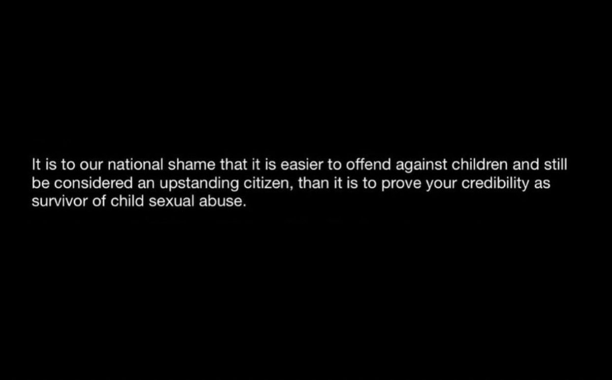 “It is to our National shame that it is easier to offend against children and still be considered an upstanding citizen, than it is to prove your credibility as survivor of child sexual abuse.”  #GraceTame