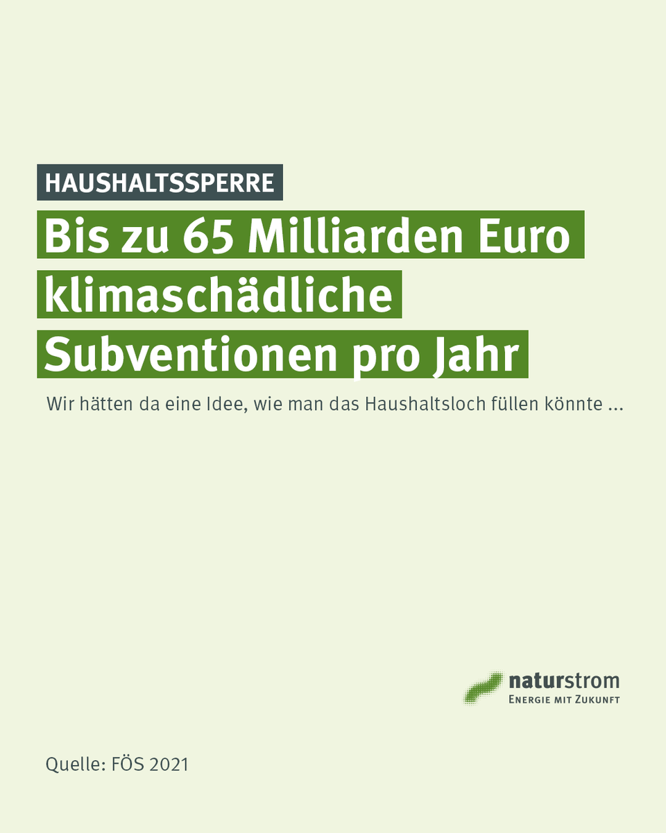 naturstrom_AG's tweet photo. GESUCHT: 60 Milliarden Euro für den #Ampel-#Haushalt.

GEFUNDEN: Bis zu 65 Milliarden Euro klimaschädliche Subventionen für die Nutzung und Bereitstellung von fossilen Brennstoffen wie Kohle, Öl und Gas. 🫠
Pro Jahr. 🫠

Wir hätten da eine Idee. 🤔
#Haushaltssperre #Haushaltsloch https://t.co/mf2ya3psIx