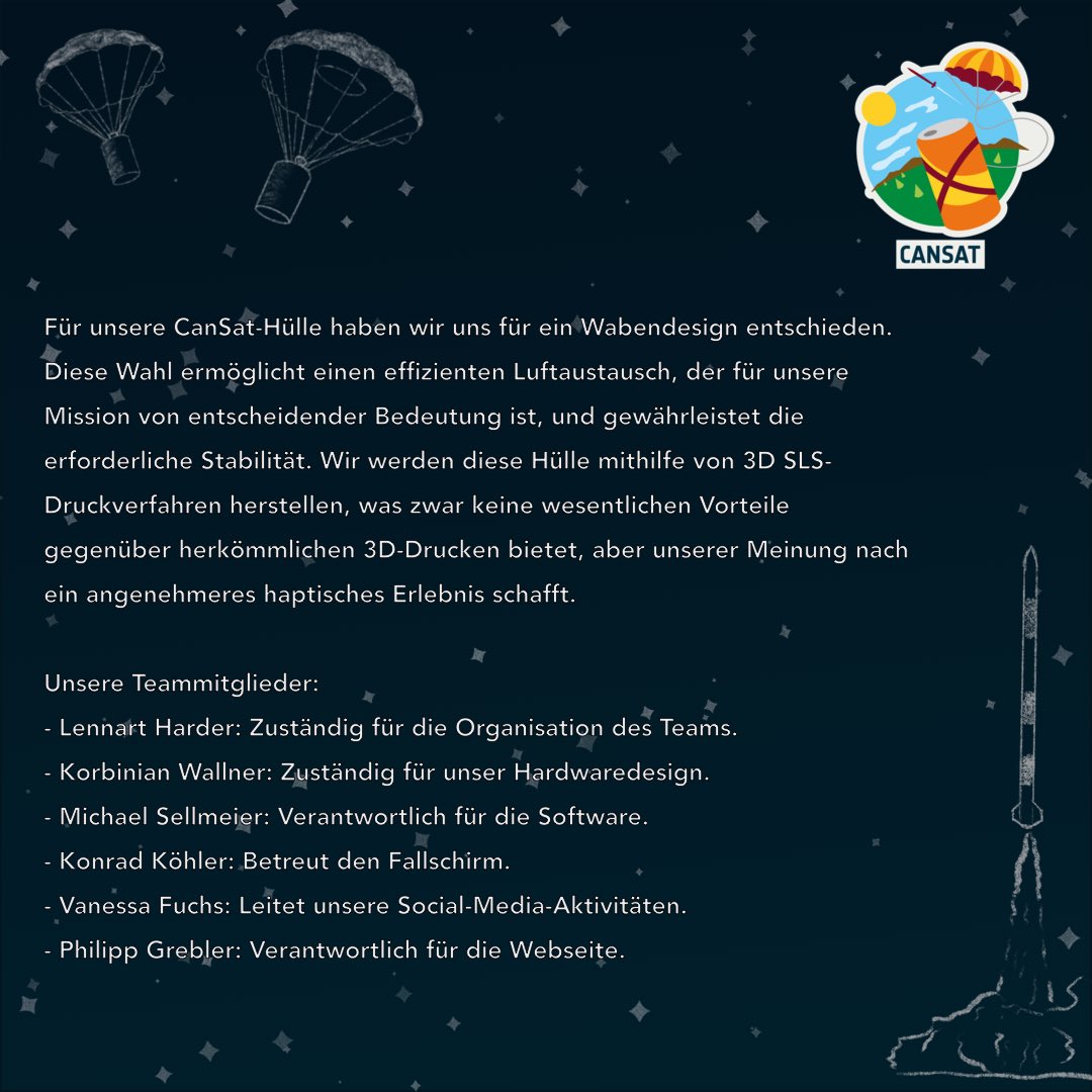 Das CanSat Team <a href="/Apoapsis_HGV/">Apoapsis HGV</a> stellt sich vor! Mit einem spannenden Konzept möchten sie eine Luftprobe während des Fluges sammeln.