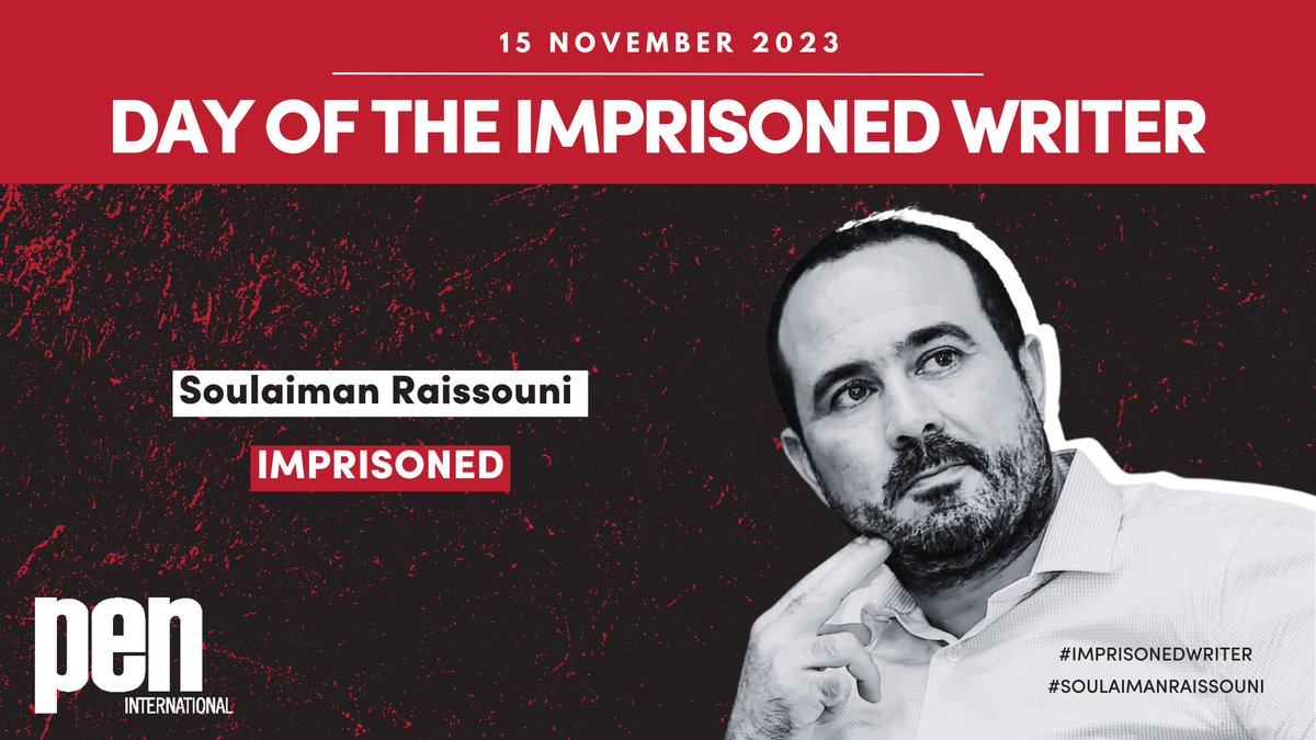 #SoulaimanRaissouni, prominent #Morocco journalist and former editor-in-chief of opposition newspaper Akhbar al-Youm, was sentenced on 9 July 2021 to five years in prison on bogus charges. On the Day of the #ImprisonedWriter, TAKE ACTION for Raissouni: pen-international.org/doiw-2023-soul…