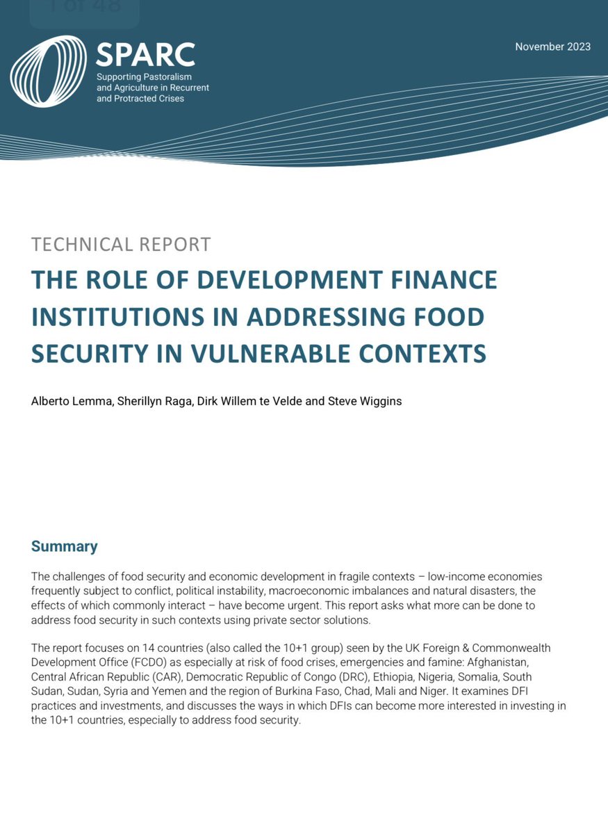 Very pleased to discuss findings of our recent @SPARC_Ideas @ODI_Global analysis on the role of DFIs in vulnerable contexts together with Somalia's Minister of Finance @BihiEgeh, and @Damon_Bristow Link to paper: odi.org/en/publication…