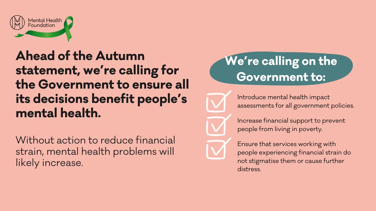 The cost-of-living is causing widespread mental distress, and leading to stress, anxiety and hopelessness.

Ahead of the Autumn statement, we’re calling on the Government to ensure its decisions benefit people’s mental health.

Get support: bit.ly/3SUC8A9

#CostOfLiving