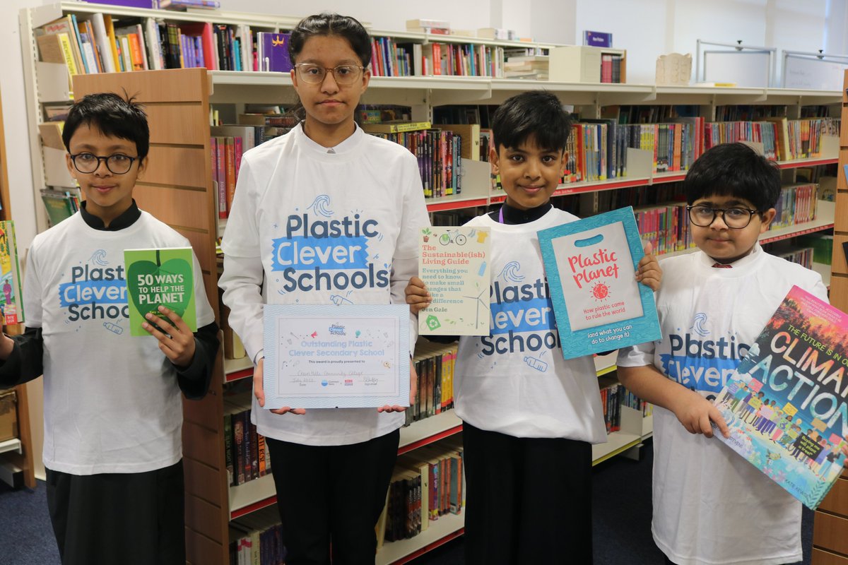 CHCC_Official's tweet photo. We were awarded as an 'Outstanding Plastic Clever Secondary School' due to our sustainability ideas being embedded in our curriculum. We were gifted tshirts &amp; a £100 waterstones voucher which our librarian used to buy some new books for our library. @KidsVplastic @EcoSchoolsLCC https://t.co/33PpfuIsT1