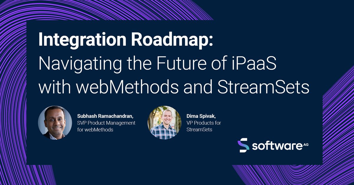 SoftwareAG's tweet photo. Wondering how Super iPaaS is changing the game for https://t.co/KRbxRiHe3V and @streamsets? Uncover the latest and upcoming capabilities in our Integration Roadmap webinar. Watch on-demand today! https://t.co/cmUuMxnItb

#webMethods #Streamsets #SuperiPaaS https://t.co/aHEMX1LCIh