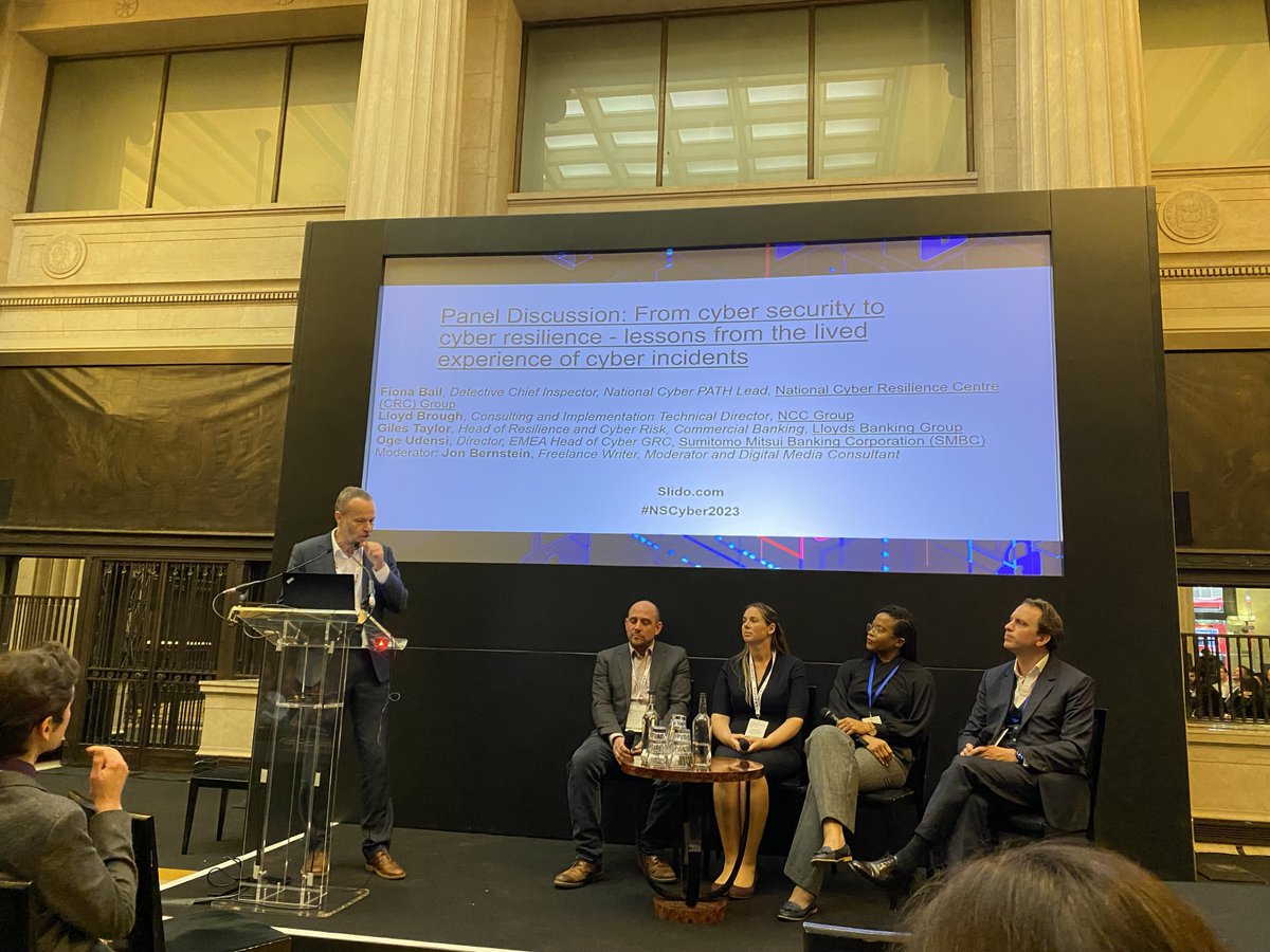 NCCGroupplc's tweet photo. Our #FinancialServices team is at London’s Banking Hall @NewStatesman's #CyberSecurity Summit. Our technical consultant, Lloyd Brough, has shared his tips for handling cyber incidents after joining a panel with LBG, Sumitomo Mitsui Banking. Learn more https://t.co/CEc5TqarAO https://t.co/kR33SzDTWK