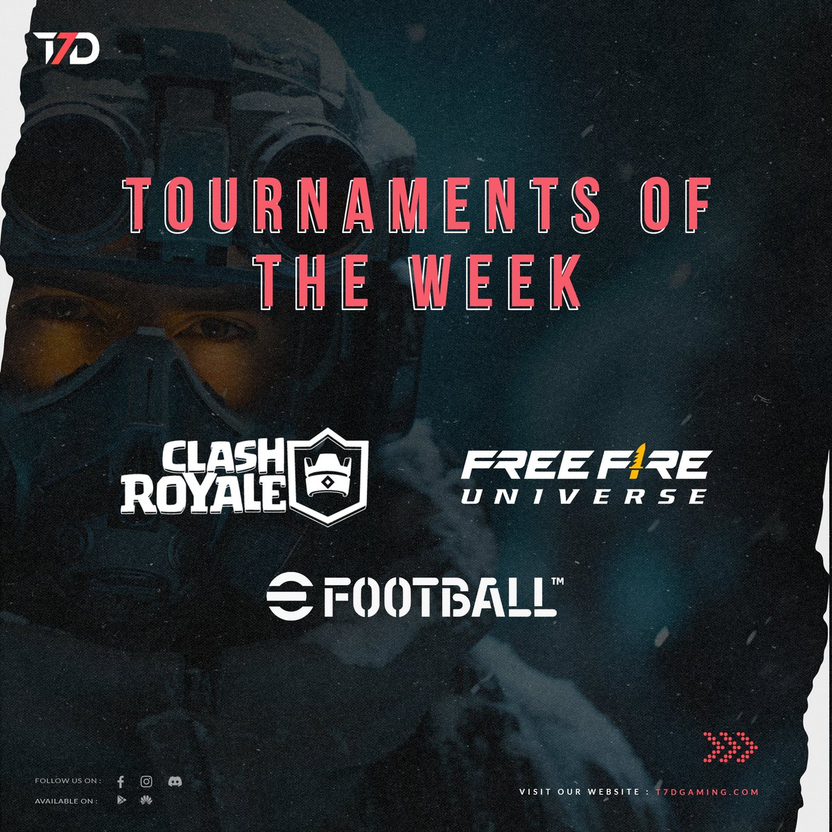 T7D_Gaming's tweet photo. New tournaments are here🚨
Register and compete against the best players out there 🔥
Download the app now➡️https://t.co/8eWhbDxIc7
#efootball #FreeFire #ClashRoyale #gaming #esports #Tournament https://t.co/111AopPjsS