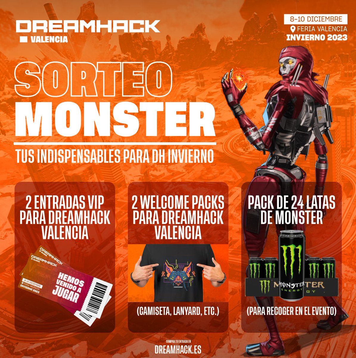 OpenWorldNowcom's tweet photo. Os traemos este SORTEAZO para que tengáis toda la energía para #DHVLC23

🔸 2 entradas VIP
🔸 2 Welcome Packs
🔸 Pack de 24 latas @MonsterEnergyES

✅ Sigue a @MonsterEnergyES y @DreamHackSpain
✅ Dale RT a este post
✅ Ganador el próximo viernes 24 de noviembre https://t.co/1c1CborT11