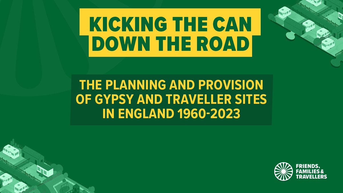 📢NEW REPORT📢

We're proud to launch "Kicking the can down the road: The planning and provision of Gypsy and Traveller sites in England 1960-2023".

Written by Dr Simon Ruston MRTPI, the report explores the impact of planning policy on site delivery: gypsy-traveller.org/news/kicking-t… 🧵