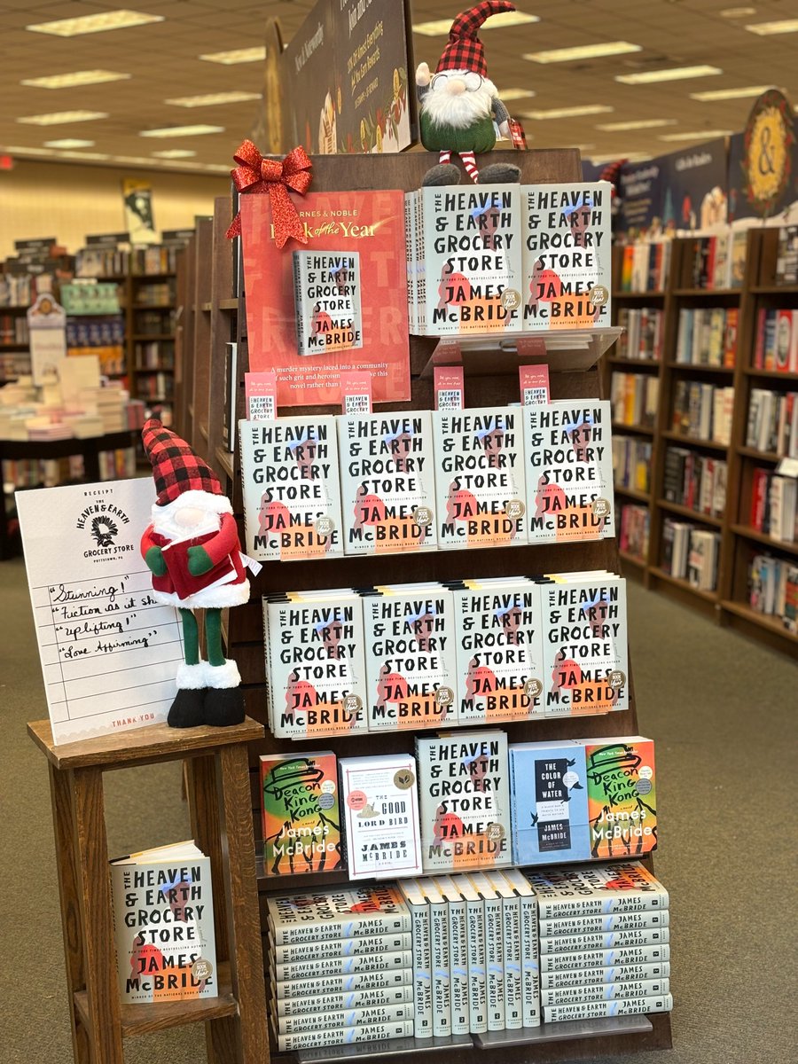 Happy Holidays from Barnes & Noble Broomall. We are so thankful to James Mcbride for our Book of the year The Heaven and Earth Grocery Store! #bookoftheyear #barnesandnoble #theheavenandearthgrocerystore #jamesmcbride #fiction