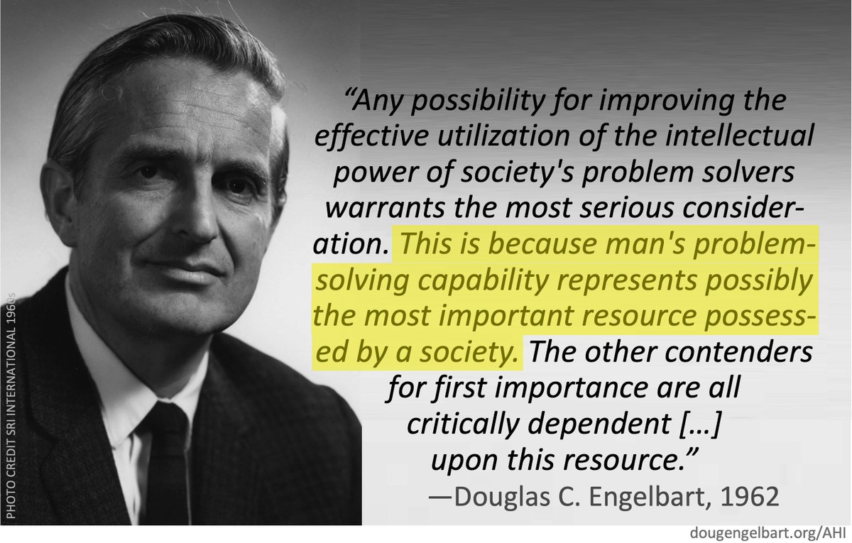 Boosting our collective effectiveness in tackling important challenges, now more crucial to our collective future than ever: "The other contenders for first importance are all critically dependent upon this resource" - Doug Engelbart, timeless. 
Learn more dougengelbart.org