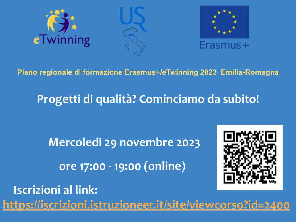 eTwinning E-R (@etwinninger) on Twitter photo Anche se la scadenza per il QL è ancora lontana, la qualità nei progetti #etwinning non si improvvisa!
Mercoledì 29 novembre, ore 17-19, online.
Iscrizioni su: iscrizioni.istruzioneer.it/site/viewcorso…
Formatrici: Marisa Badini, Cinzia Cotti
<a href="/eTwinning_Ita/">eTwinning Italia</a> Anche se la scadenza per il QL è ancora lontana, la qualità nei progetti #etwinning non si improvvisa!
Mercoledì 29 novembre, ore 17-19, online.
Iscrizioni su: iscrizioni.istruzioneer.it/site/viewcorso…
Formatrici: Marisa Badini, Cinzia Cotti
<a href="/eTwinning_Ita/">eTwinning Italia</a>