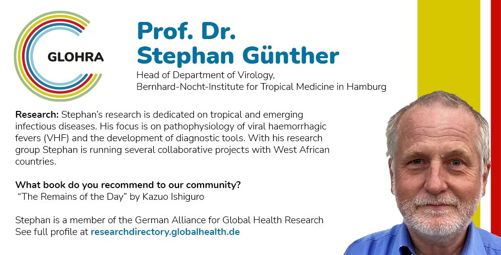 #MeetOurMember Stephan Günther, Head of Department of Virology at Bernhard Nocht Institute for Tropical Medicine @BNITM_de 👋 Research profile: researchdirectory.globalhealth.de/directory/4d0e…