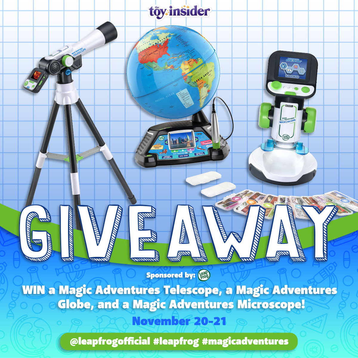 TheToyInsider's tweet photo. Calling all future scientists, adventurers, and space-lovers! 📣 Explore the galaxy and the 🌍 with @LeapFrog Magic Adventures Telescope, Globe, and Microscope! 🦠 #weknowplay #leapfrog #magicadventures https://t.co/jAAWfU9xTY
