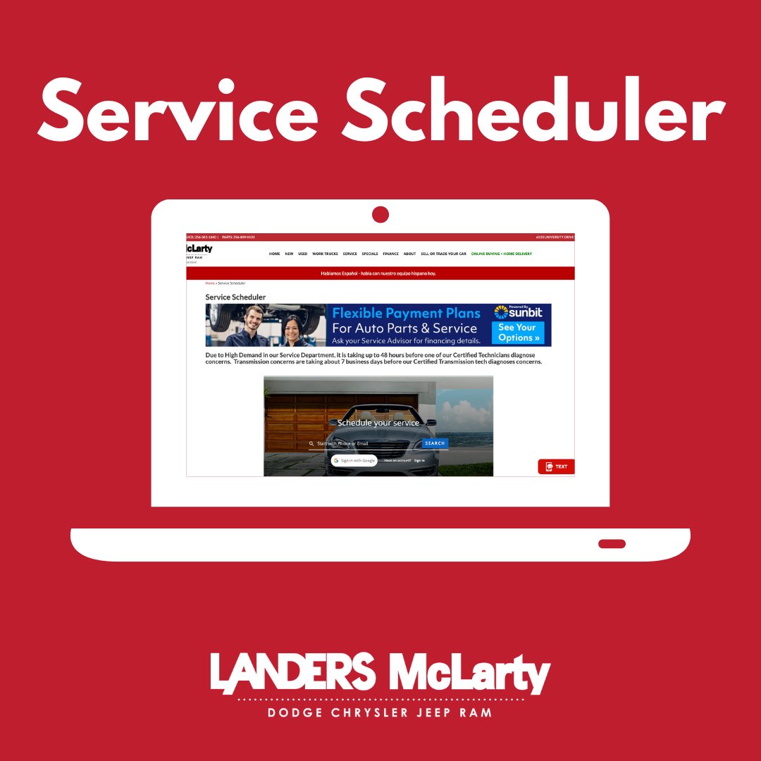 Meet the Service Scheduler, your new best friend! 📆 At Landers McLarty DCJR, we've made scheduling service a breeze. Just a few clicks and you're set. Let's take the hassle out of car maintenance together!

#Chrysler #Dodge #Jeep #Ram #huntsvillealabama #alabama #driftcar